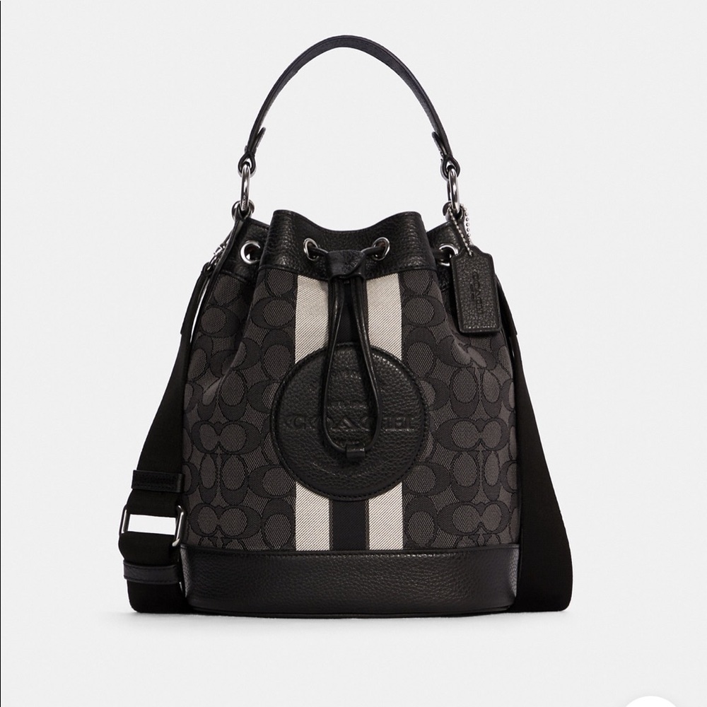 COPY - Dempsey Drawstring Bucket Bag In Signature Jacquard With Stripe And Coac…
